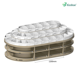 Rundes Regal der Ecobox G001-Serie mit Ecobox-Großbehältern für Supermärkte