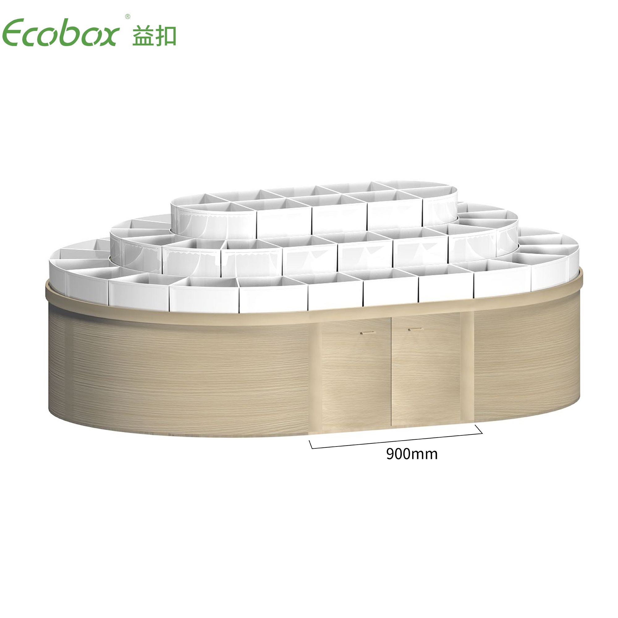 Ecobox G012 Supermarkt-Großwarendisplays, rundes Regal für Süßigkeiten, Nüsse und luftdichten Behälter