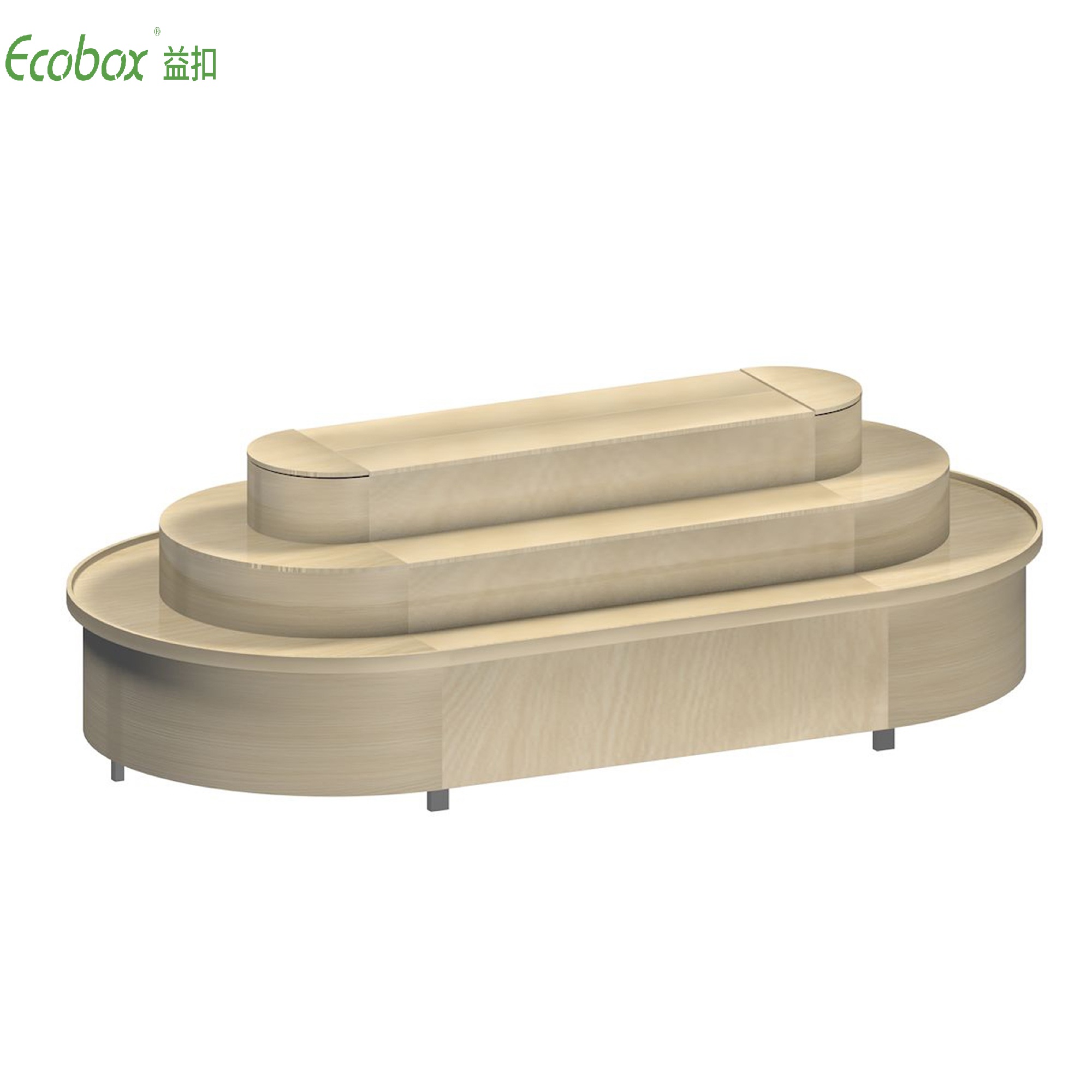 Rundes Regal der Ecobox G003-Serie mit Ecobox-Großbehältern für Supermarkt-Großlebensmitteldisplays
