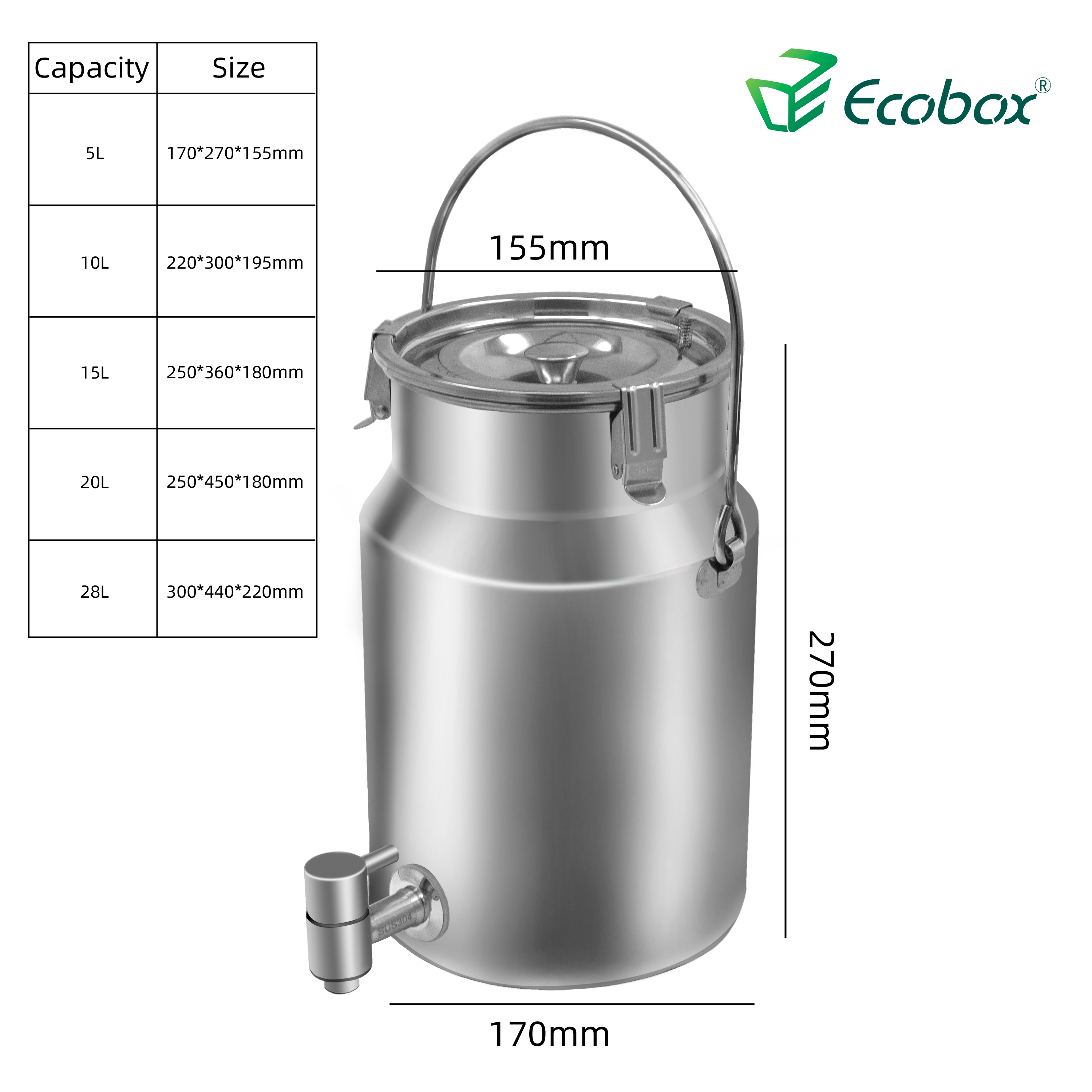 Ecobox-Edelstahl-Nahrungsmittel-Grade-Öl-Flüssigkeits-Drum-Dispenser-Container für Zerowaste-Shops